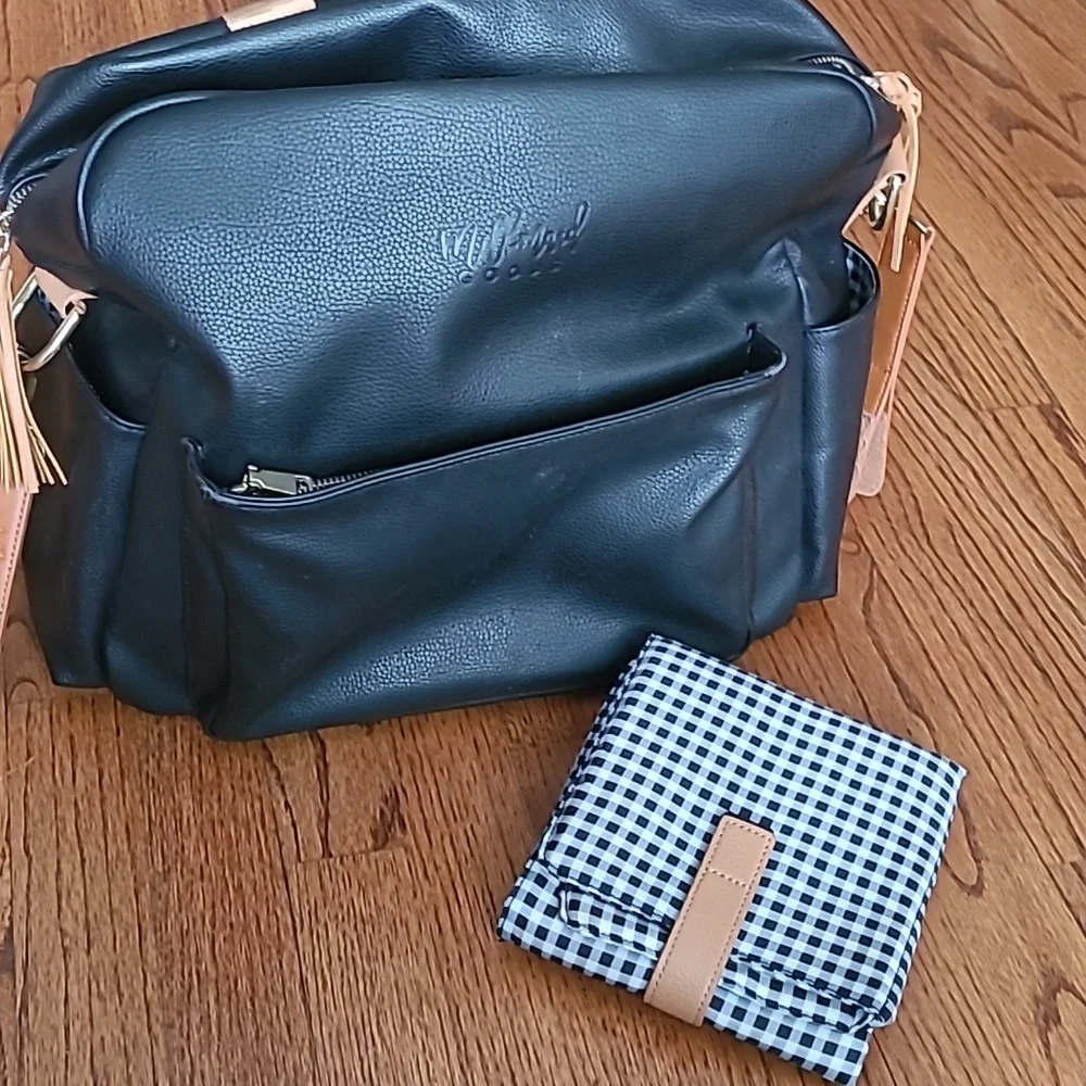 Milkmaid Black and Tan Backpack Diaper Bag - Picture 4 of 13